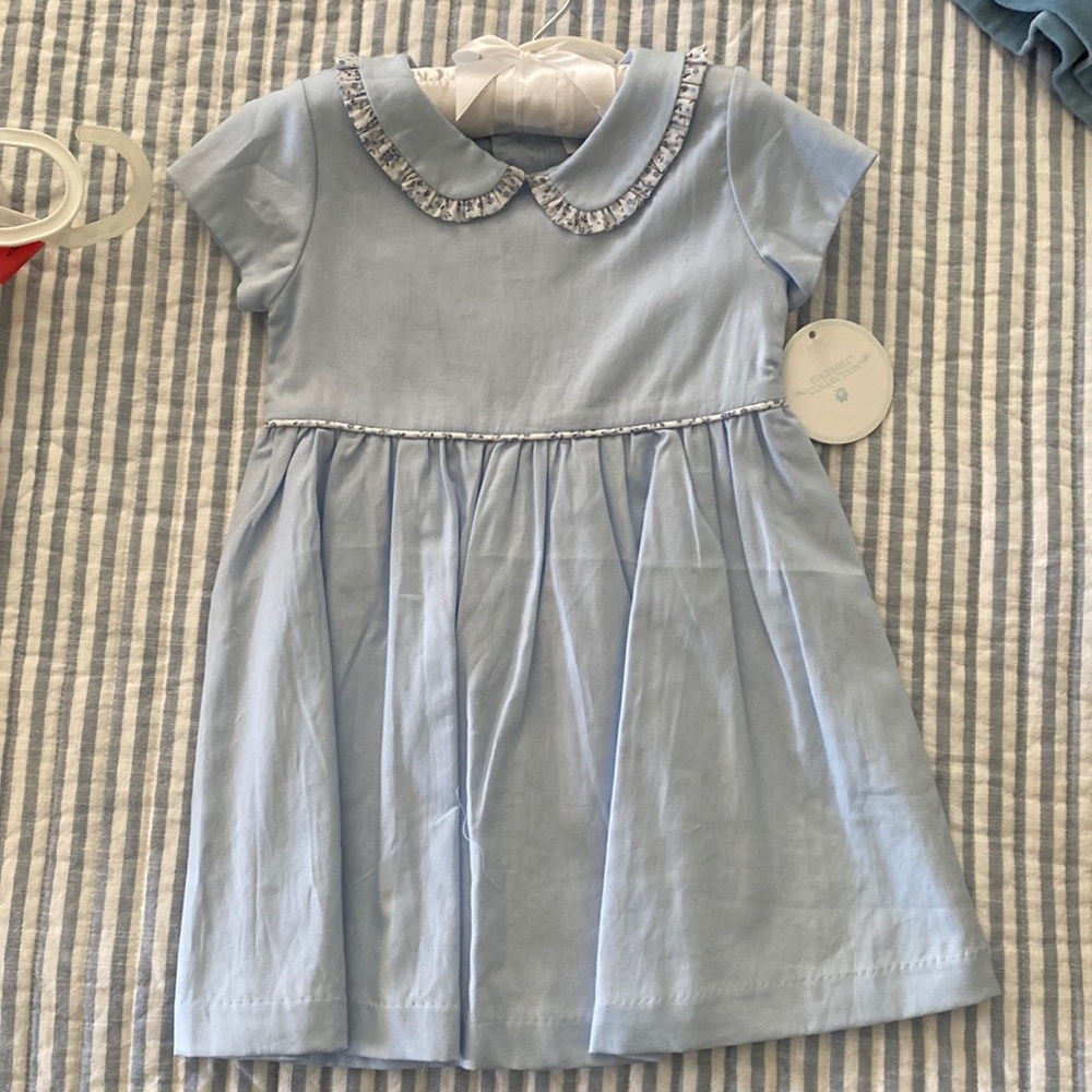 NWT Light Blue Dress Size 24m Edgehill Collections Peter Pan collar w/bloomers.